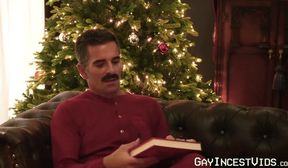 Smooth stepson fucked hard bareback by sexy mustache stepdad