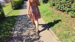 Pussy Flash - My Exhibitionist Wife Walks Naked in the Street Where Many People Pass - Caught