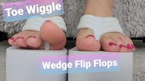 White Wedge Flip Flops Toe Wiggle