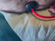 Guy Trains His Ass with Inflatable Plug