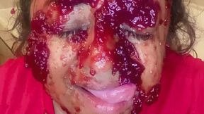 Thanksgiving cranberry messy face!