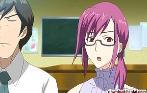 Busty hentai babe doing oral sex and gangbanged