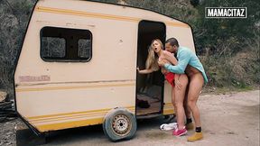 Selvaggia Fucks Outdoor With Big Cock Stud By The Trailer - MAMACITAZ