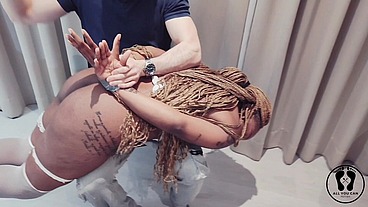 SPANKING AND DUCT TAPE BONDAGE EBONY MAID FOR BEING DIRTY