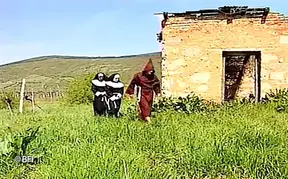 Two nuns love to fuck in threesome outdoor