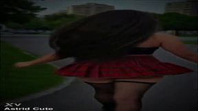 Long-haired Latina teen with big booty shakes her sultry skirts