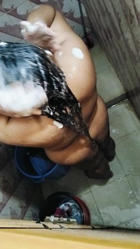 Desi wife taking bath after hardcore fuck.   Clip 1