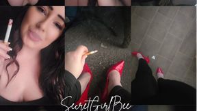 28 min compliation smoking in heels, leather boots, worship, findom