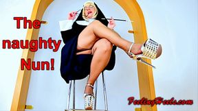 The naughty Nun! - starring Sandy Heely - Episode 3 - Extras! - Part 1 - High Heels Nun Costume Toe Wiggling Spreading Lingerie Nylons - HD