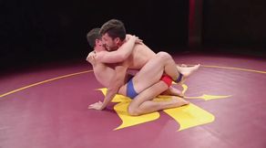 Boner fighting leads to two men having anal sex on the mat