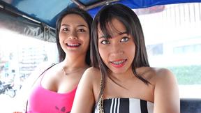 ”Thai teen GFs bisex dick sharing in SEXY amateur threesome”