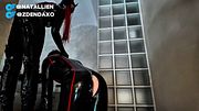 Twink anal fucked by a latex Dominatrix