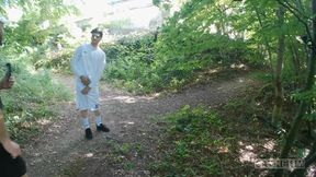 Arab Teen Migrant Jerks off in the Forest After Football Training