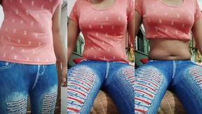 indian gay crossdresser gaurisissy real homemade xxx sex in pink tshirt and blue leggings