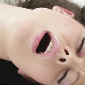 8teenhub - Sexy, Long Curly Haired Brunette Has Wild Orgasms in Bed with Her Pink Vibrator.