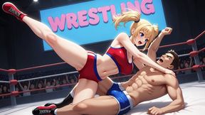 MIXED WRESTLING - Living-Room Mat Headscissors Grind Facesitting Smothering Pin Until Complete Defeat Under Her Ass and Thighs (Erotic Audio)