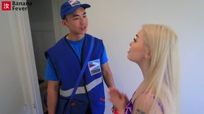Petite Blonde Haley Spades Gets Fucked by Asian Mailman - Tiny White Girl Vs Big Asian Cock