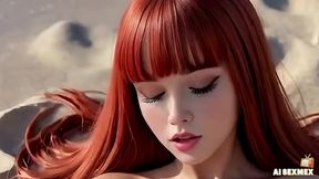 fucking attractive green eyed girl on the beach in front of people - virtual sex [ai generated]