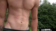 Handsome Czech Athlete Boy shows muscles