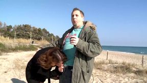 Pussy fucking fingering big dick sucking on the beach