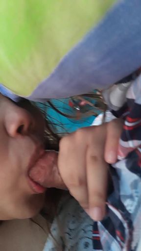 Filipina babe gives a deepthroat blowjob
