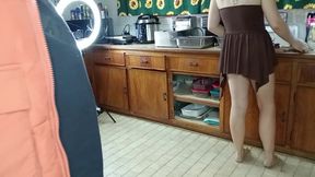 She tried to make salad and then she ate some cock