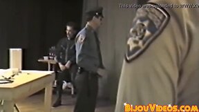 Retro policeman catches group of guys sex fest knocking off