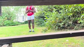 So Here Is Another Video of Me Outdoor Sitting on a Bench Commando in My Shorts