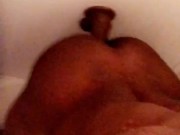 Drew dilating the hole in the shower