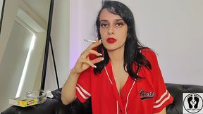 hot teen smoking heavily long puffs cigarrets