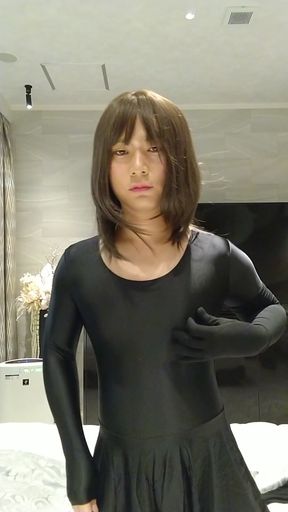 A boy masturbates embarrassedly wearing a leotard   Clip 1