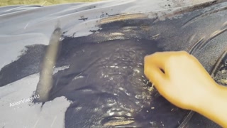 He gives a yoni massage and squirting tutorial. I then show this massive puddle I made and splash it