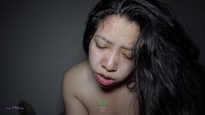 Neighbor sucks my dick when her husband is not around. With her mouth she makes me cum twice. Teen Latina girl with long hair gives me oral sex. She is a whore and unfaithful girl. She really loves to give blowjobs. She talks dirty. Subtitled dialogue.