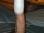 I explode into a vacuum tube my  uncut black cock barely fit in