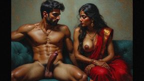 Indian pussy fucked by group of black men in cummed on bhabhi boobs