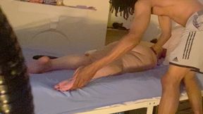 Hot MILF Gets Oil Massage in Bed. Black Bull Rubs Oil All Over Big Mature Ass