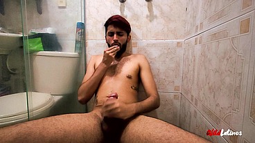 Latino Fucking A Condom Made Fake Pussy, Two Cum Loads, Squirting Pee All Over Myself, Cum t..