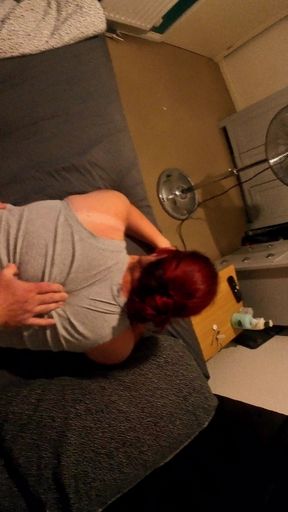 Listen to her moan as I thrust my fat hard cock in her wet pussy while choking her from behind! Jealous?