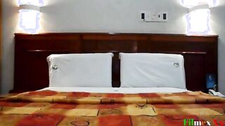 Gym instructor giving homemade classes inside a hotel.. Burning fat