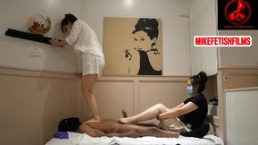 MASSAGE PARLOR DOUBLE TRAMPLING FOOTJOB EXPERIENCE