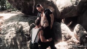 Farm jock Roman Todd bareback breeds inked twink Brandon Anderson outdoors