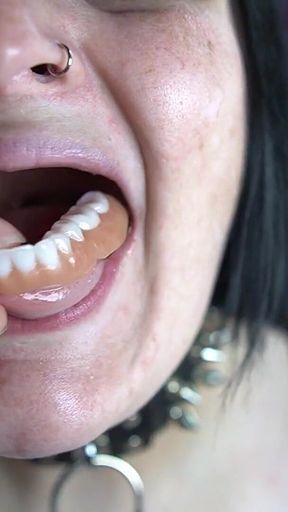 Sexy Goth Plays with Their Dentures