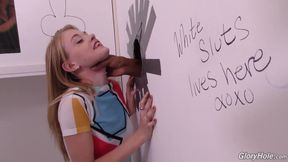 Hannah Hays sucks big black cock gloryhole