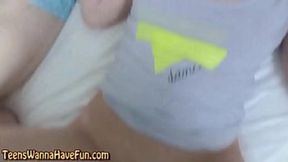 Amateur teen babes tugs cock and gets fucked in pov and hd