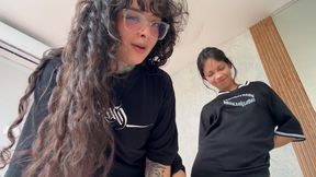 Two tattooed girls devour you with their big asses. VORE POV
