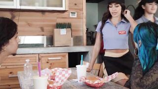 Hot waitress not wearing any panties on work