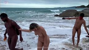 Blonde wife gets black cock at the beach