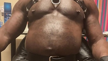 Party for One: Black Muscle Solo Nipple & Cock Play