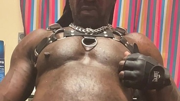 Party for One: Black Muscle Solo Nipple & Cock Play