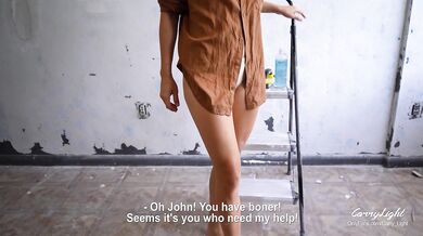 Step Mom caught Step Son with boner and helps to cum quick on her pussy while her Husband is home